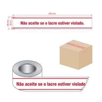 Fita Adesiva Lacre de Segurança com Impressão 48 mm x 50 m