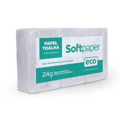 Papel Toalha Interfolhado Reciclado 2000 folhas 24 g | Softpaper Eco