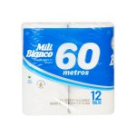 Papel Higiênico Folha Simples 60 metros 12 rolos | Mili Bianco