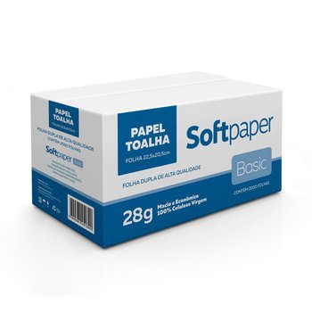 Papel Toalha Interfolhado Folha Dupla 2000 folhas 28g | Softpaper Basic