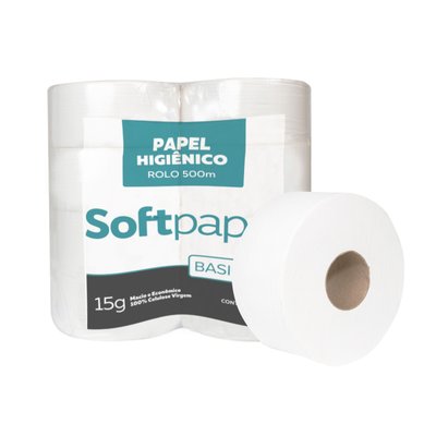 Papel Higiênico Folha Simples 500 m 8 Rolos 15 g | Softpaper Basic Fit