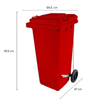 Coletor de Lixo 120L Vermelho com Pedal | Wite