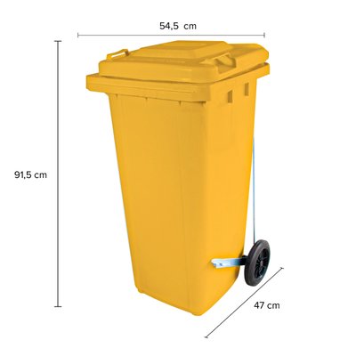 Coletor de Lixo 120L Amarelo com Pedal | Wite