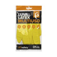 Luva Látex Amarela Flocada Multiuso G |  Go Safety