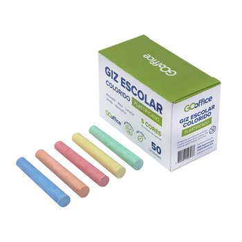Giz Escolar Colorido 50 unidades | Go Office