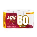 Papel Higiênico Folha Dupla 60 metros 6 rolos | Mili Max