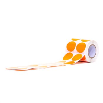 Etiqueta Couchê 25mm Redonda Laranja rolo 630 unidades