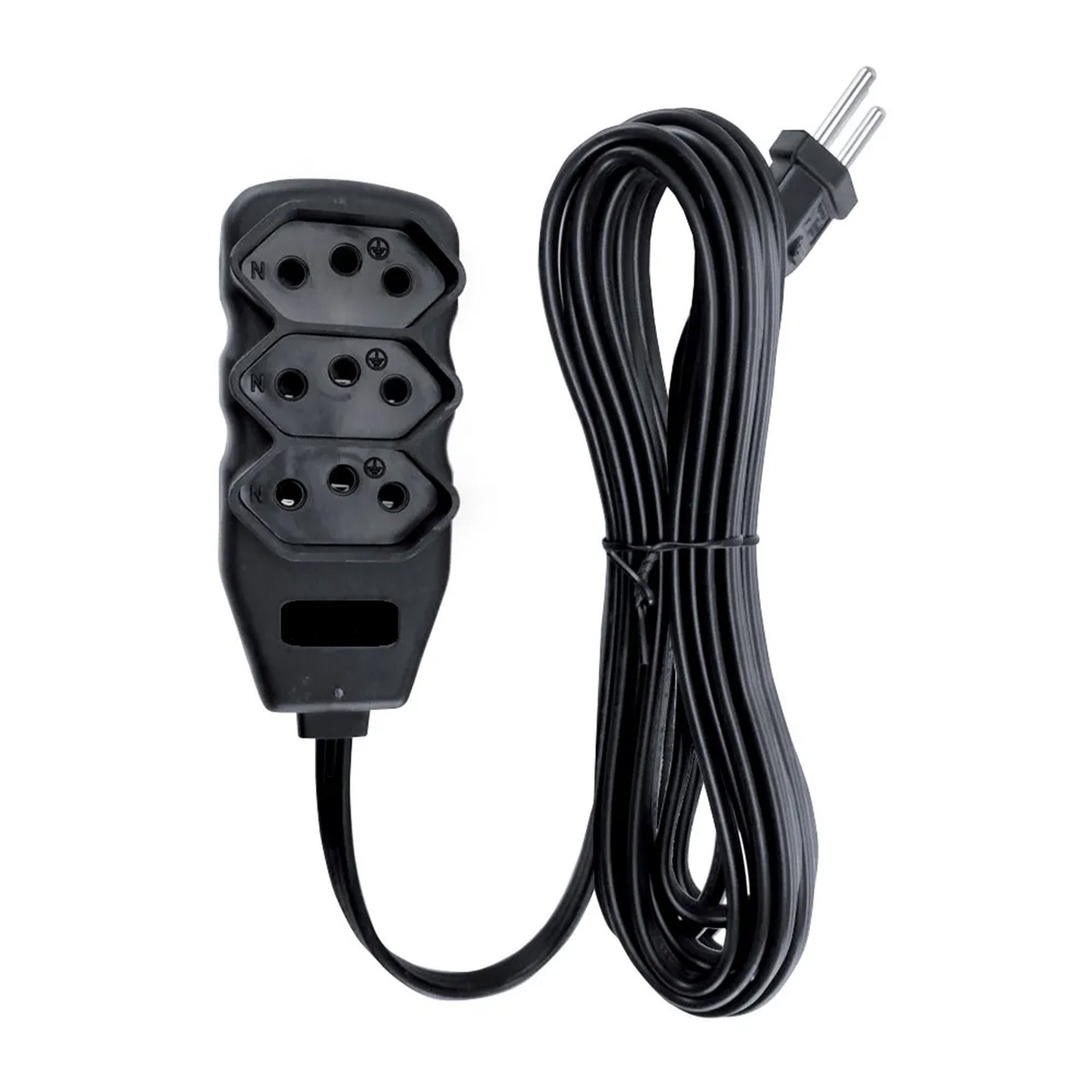 Extensão Elétrica Slim 3 Tomadas 2M 10AH Preto