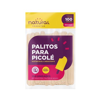 Palito para Picolé de Bambu Redondo PCT 100UN