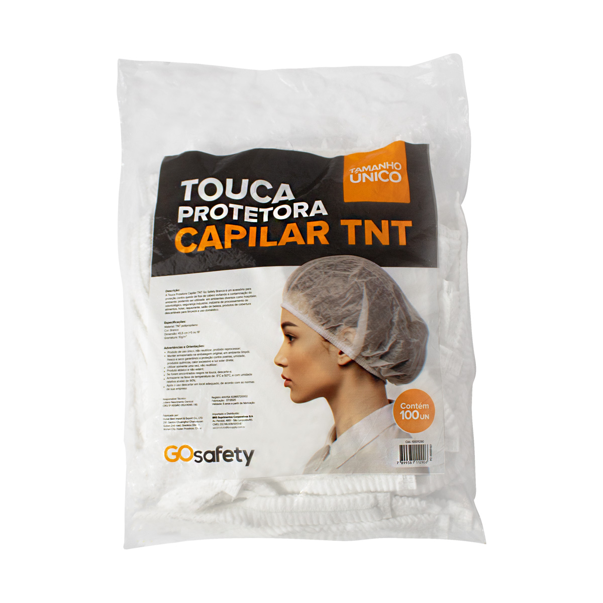 Touca Protetora Capilar TNT Branca 100 unidades | Go Safety