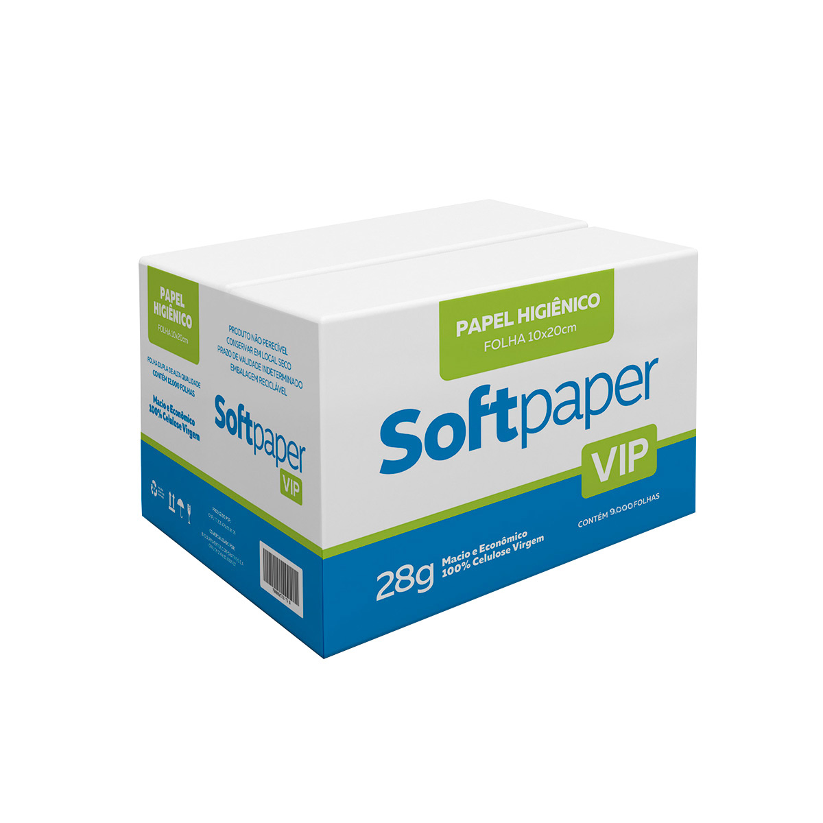 Papel Higiênico Interfolhado Folha Dupla 9.000 folhas 28g | Softpaper Vip