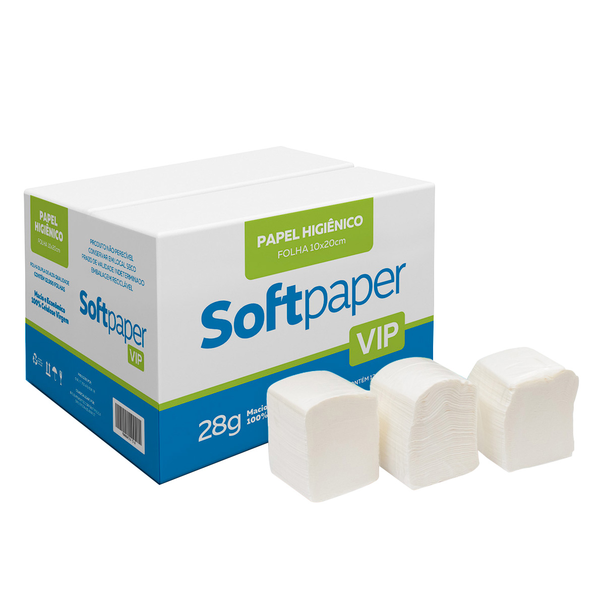Papel Higiênico Interfolhado Folha Dupla 9.000 folhas 28g | Softpaper Vip