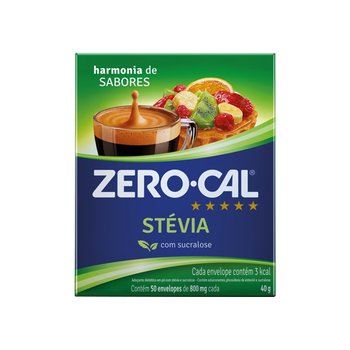 Adoçante em Pó Stévia Sachê 0,8g 50 unidades | Zero Cal
