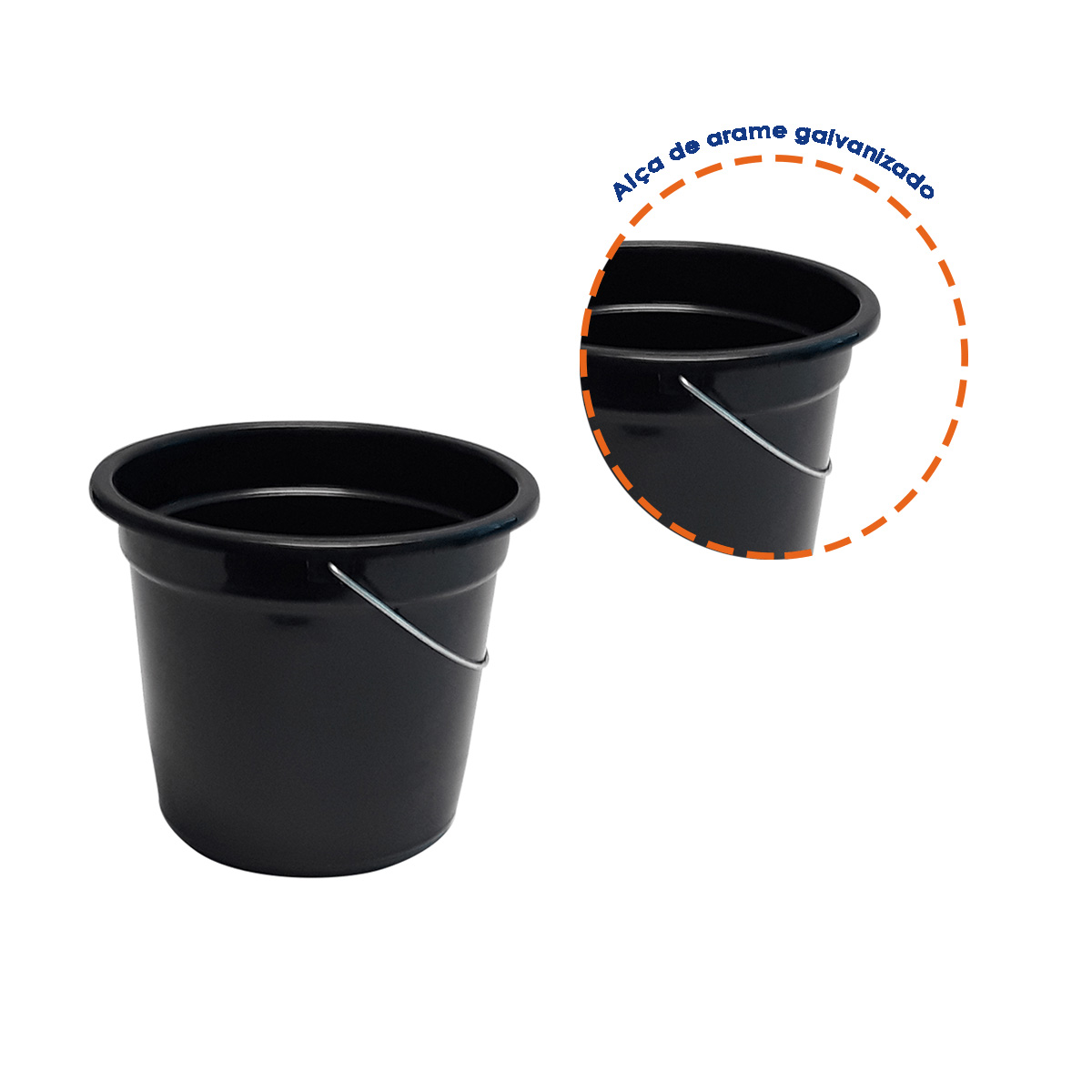 Balde Plástico Shangrila Preto 7L