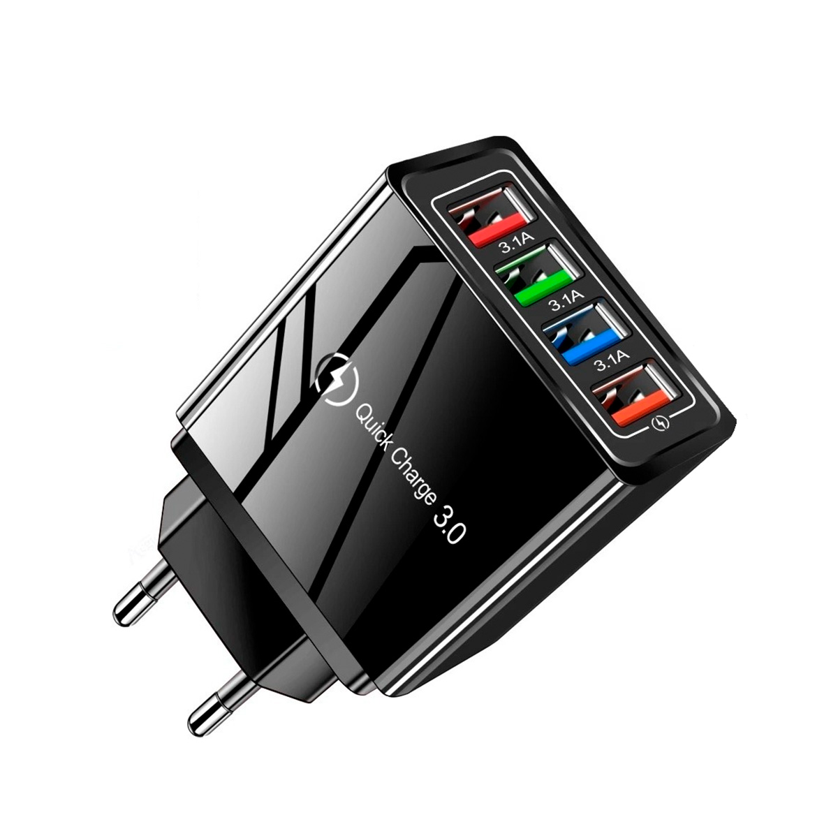 Carregador de Parede Quick Charge 4 Saídas USB 3.0 Preto