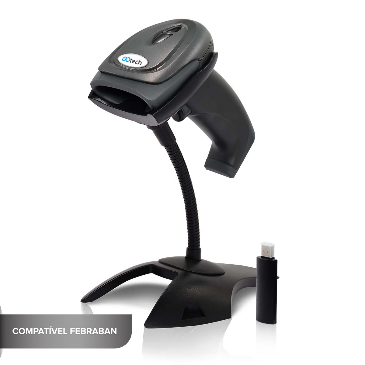 Leitor de Código de Barras 1D Febraban Sem Fio e USB | Go Tech