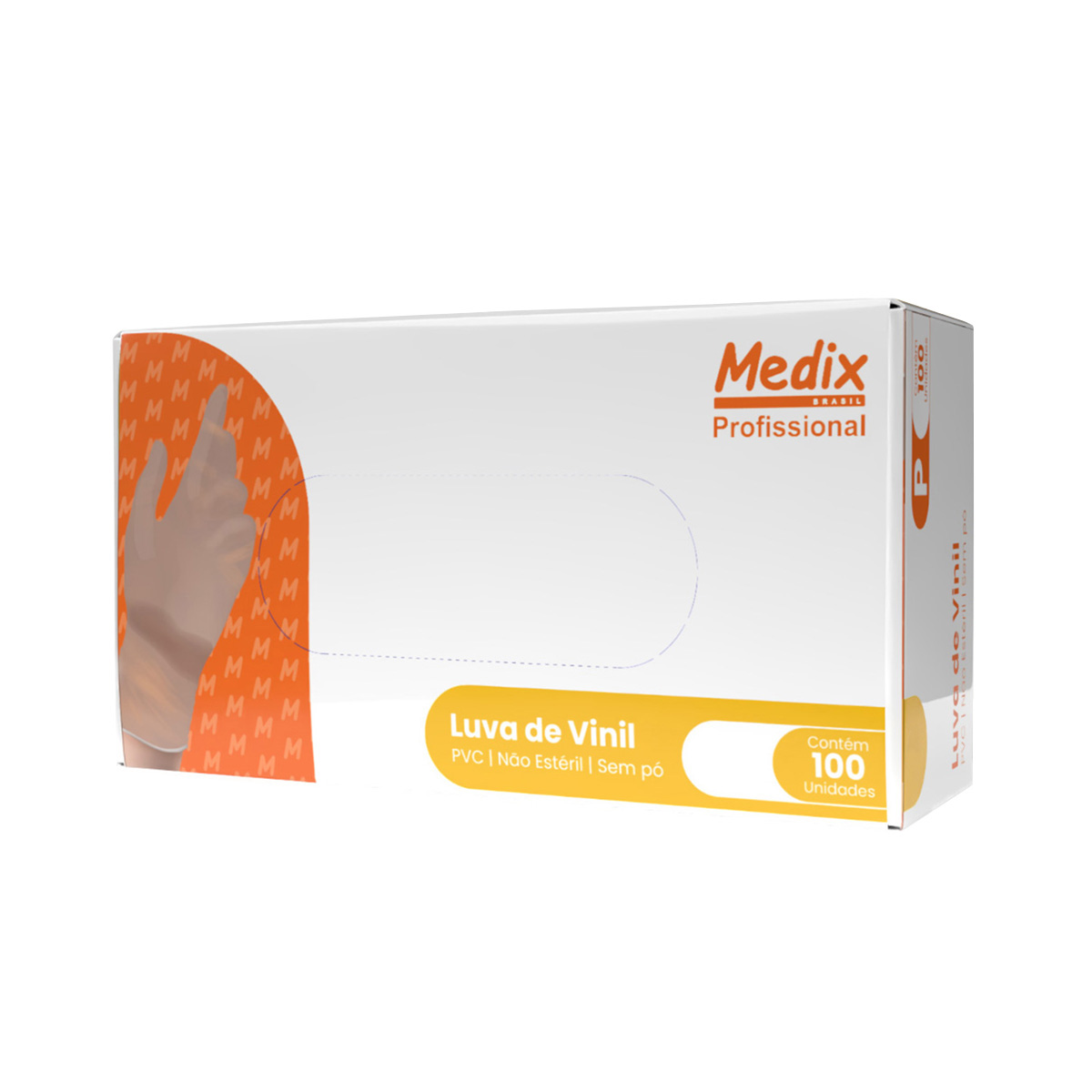 Luva Vinil Descartável sem Pó G CX 100UN | Medix
