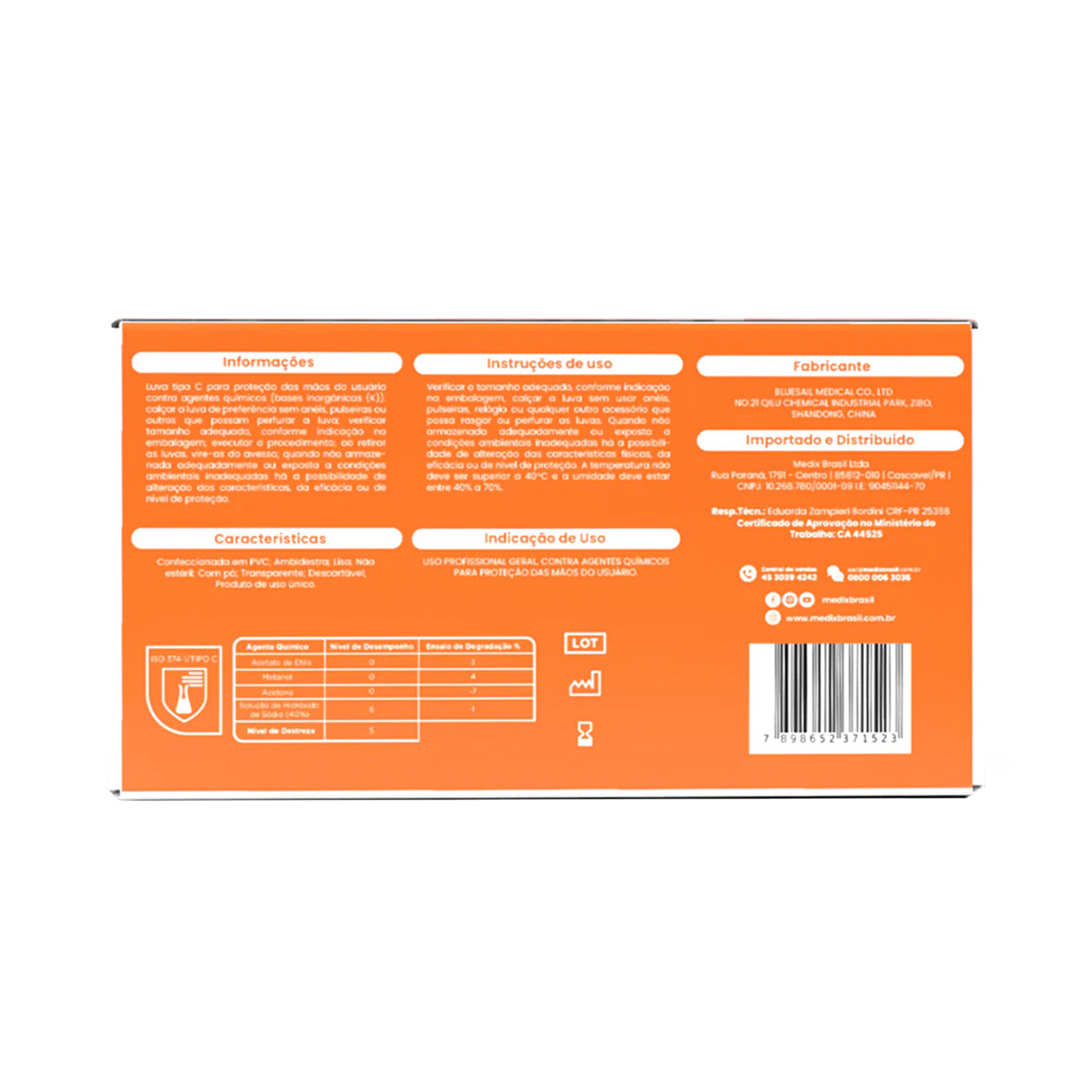 Luva Vinil Descartável sem Pó G CX 100UN | Medix