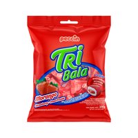 Bala Mastigável Tri Bala Morango PCT 100g | Peccin
