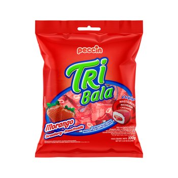 Bala Mastigável Morango PCT 100g | Tri Bala