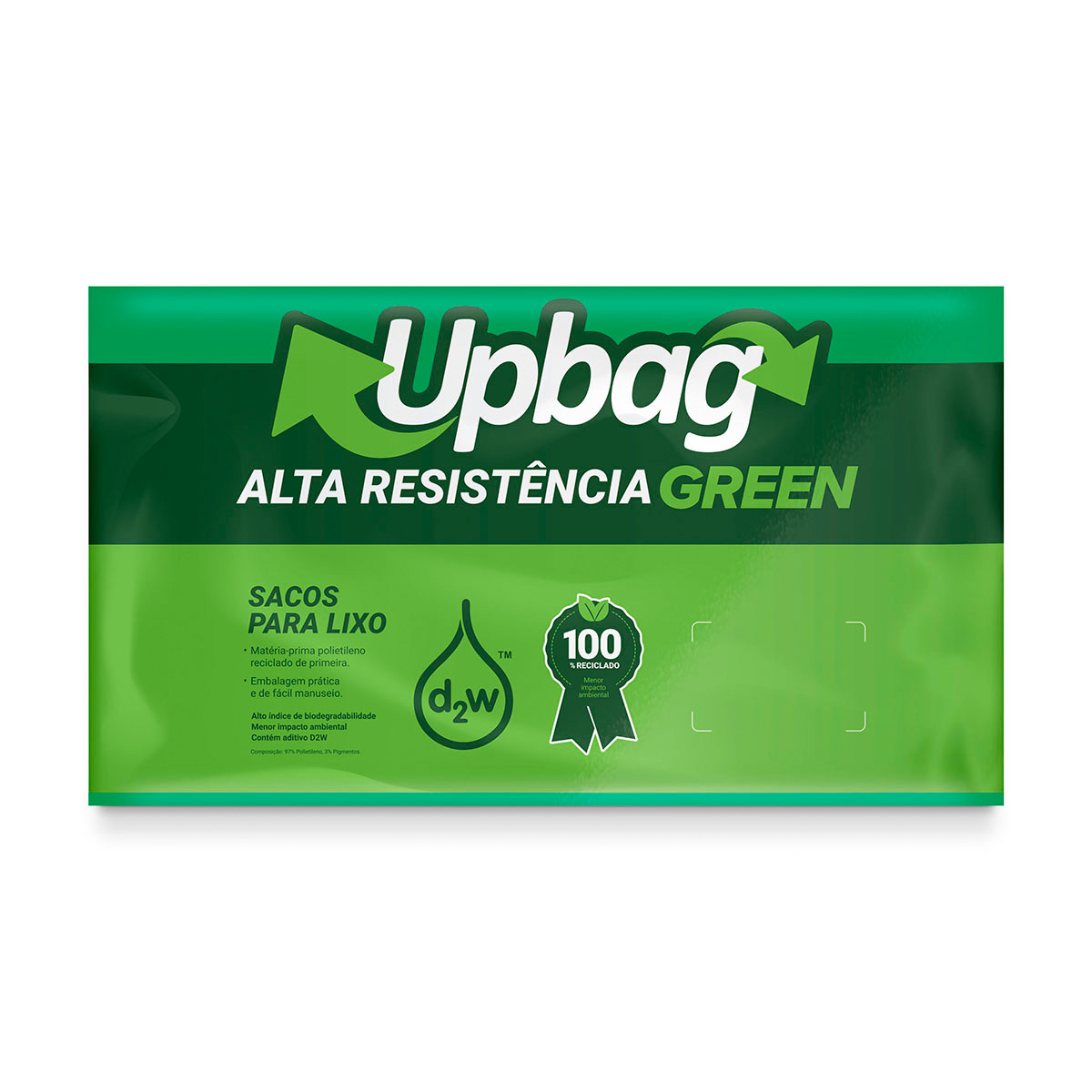Saco para Lixo Green Oxibiodegradável Verde 110L | Up Bag