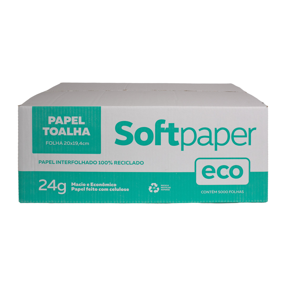 Papel Toalha Interfolhado Reciclável Folha Simples 5.000 folhas 24g | Softpaper Eco