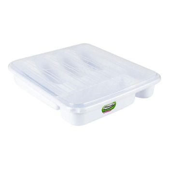 Porta Talheres Branco com Tampa | Plasvale
