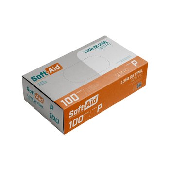 Luva Vinil Soft Aid Sem Pó P 100 unidades
