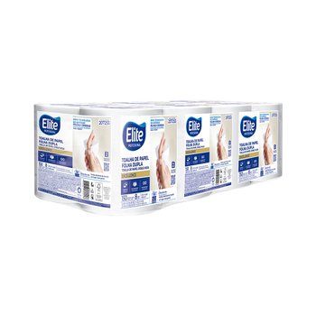 Papel Toalha Bobina Folha Dupla 150 metros 8 bobinas 38g | Elite