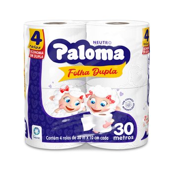 Papel Higiênico Paloma Folha Dupla 30 metros 4 unidades