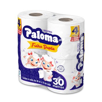 Papel Higiênico Paloma Folha Dupla 30 metros 4 unidades